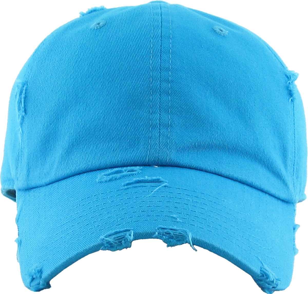 Aqua Blue Distressed Vintage Baseball Cap Front View